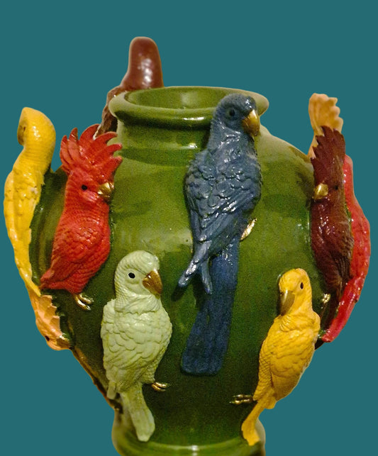 Tropical Parrots Vase