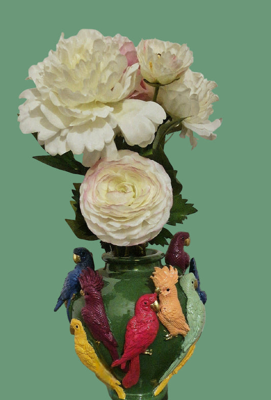 Tropical Parrots Vase