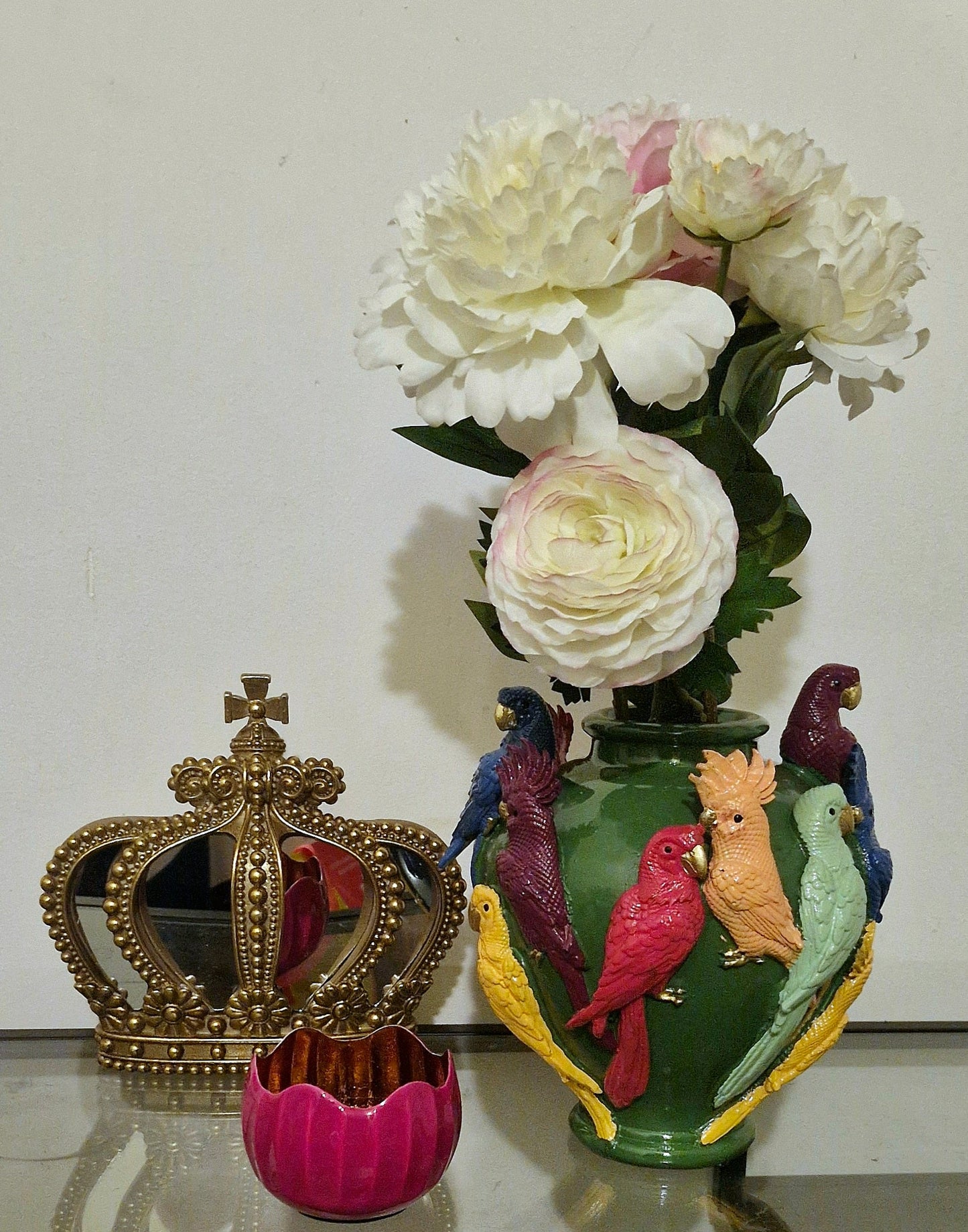 Tropical Parrots Vase