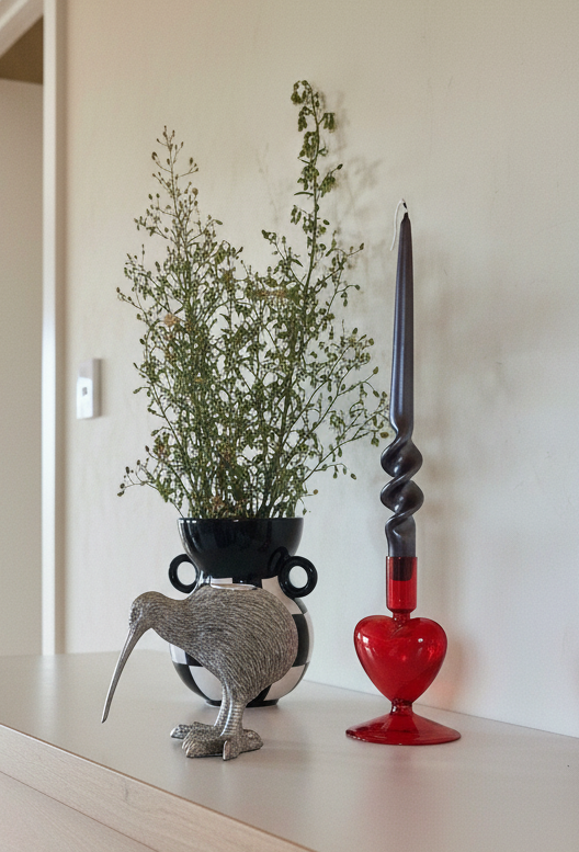 Red Sweetheart Set (2 Candle Holders + 2 Colorful Candles)